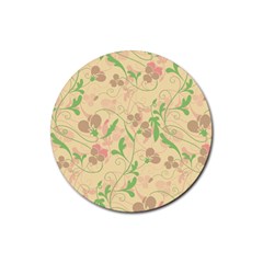 Floral Pattern Rubber Coaster (round)  by Valentinaart