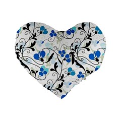 Floral Pattern Standard 16  Premium Flano Heart Shape Cushions by Valentinaart