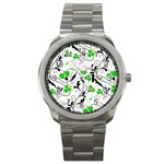 Floral pattern Sport Metal Watch Front