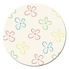 Flower Background Nature Floral Magnet 5  (Round)