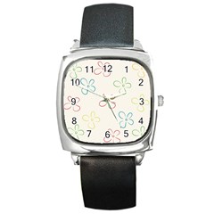 Flower Background Nature Floral Square Metal Watch