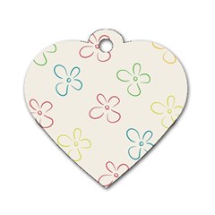 Flower Background Nature Floral Dog Tag Heart (One Side)