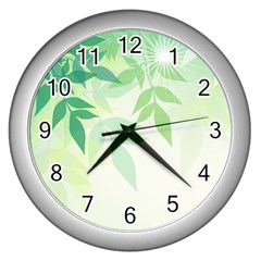 Spring Leaves Nature Light Wall Clocks (silver) 