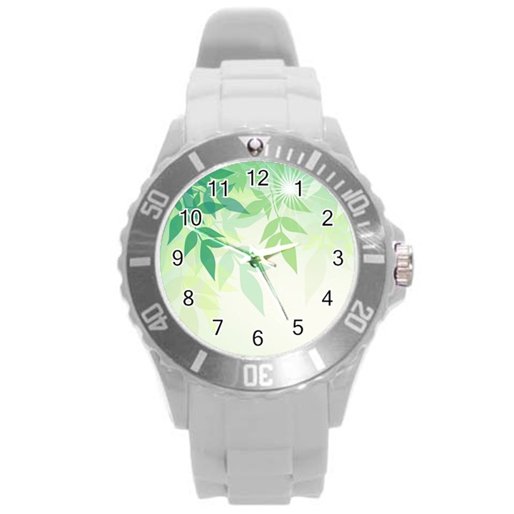 Spring Leaves Nature Light Round Plastic Sport Watch (L)