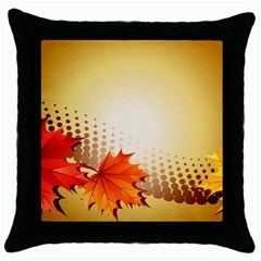 Background Leaves Dry Leaf Nature Throw Pillow Case (black) by Simbadda