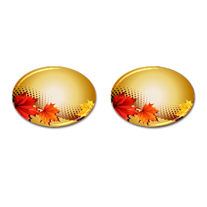 Background Leaves Dry Leaf Nature Cufflinks (Oval)