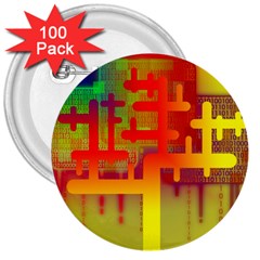 Binary Binary Code Binary System 3  Buttons (100 Pack)  by Simbadda