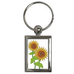 Sunflowers Flower Bloom Nature Key Chains (rectangle)  by Simbadda