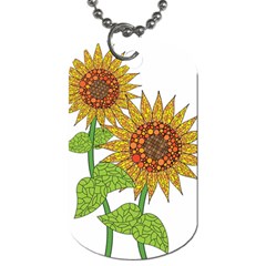 Sunflowers Flower Bloom Nature Dog Tag (two Sides) by Simbadda