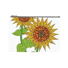 Sunflowers Flower Bloom Nature Cosmetic Bag (large)  by Simbadda