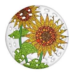 Sunflowers Flower Bloom Nature Ornament (round Filigree) by Simbadda