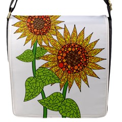 Sunflowers Flower Bloom Nature Flap Messenger Bag (s) by Simbadda