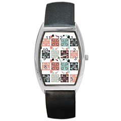 Mint Black Coral Heart Paisley Barrel Style Metal Watch by Simbadda