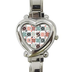 Mint Black Coral Heart Paisley Heart Italian Charm Watch by Simbadda