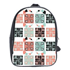 Mint Black Coral Heart Paisley School Bags(large)  by Simbadda