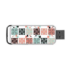 Mint Black Coral Heart Paisley Portable Usb Flash (two Sides) by Simbadda