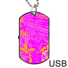 Spring Tropical Floral Palm Bird Dog Tag Usb Flash (one Side) by Simbadda