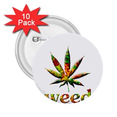 Marijuana Leaf Bright Graphic 2 25  Buttons (10 Pack) 