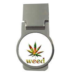 Marijuana Leaf Bright Graphic Money Clips (round)  by Simbadda