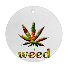 Marijuana Leaf Bright Graphic Round Ornament (two Sides) by Simbadda