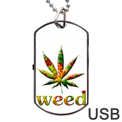 Marijuana Leaf Bright Graphic Dog Tag Usb Flash (one Side) by Simbadda