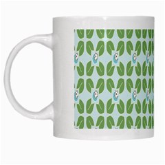 Leaf Flower Floral Green White Mugs