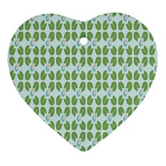 Leaf Flower Floral Green Heart Ornament (two Sides) by Alisyart