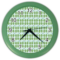 Leaf Flower Floral Green Color Wall Clocks