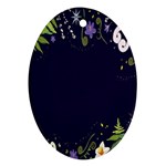 Spring Wind Flower Floral Leaf Star Purple Green Frame Oval Ornament (Two Sides) Front