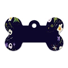 Spring Wind Flower Floral Leaf Star Purple Green Frame Dog Tag Bone (two Sides)