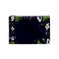 Spring Wind Flower Floral Leaf Star Purple Green Frame Cosmetic Bag (medium) 