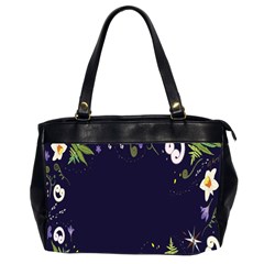 Spring Wind Flower Floral Leaf Star Purple Green Frame Office Handbags (2 Sides) 