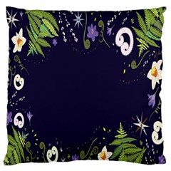 Spring Wind Flower Floral Leaf Star Purple Green Frame Large Flano Cushion Case (two Sides)