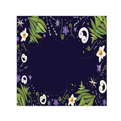 Spring Wind Flower Floral Leaf Star Purple Green Frame Small Satin Scarf (square) by Alisyart