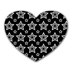 Star Black White Line Space Heart Mousepads