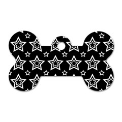 Star Black White Line Space Dog Tag Bone (one Side)