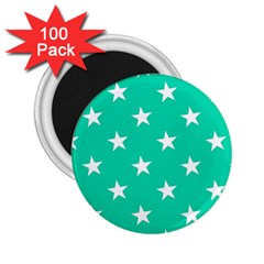 Star Pattern Paper Green 2 25  Magnets (100 Pack)  by Alisyart