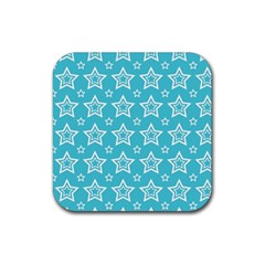 Star Blue White Line Space Sky Rubber Coaster (square) 