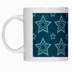 Star Blue White Line Space White Mugs