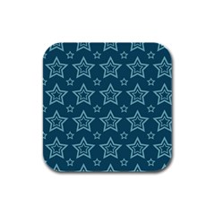 Star Blue White Line Space Rubber Square Coaster (4 Pack)  by Alisyart