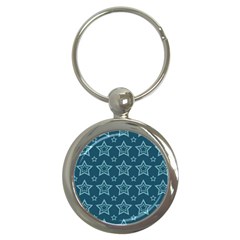 Star Blue White Line Space Key Chains (round)  by Alisyart