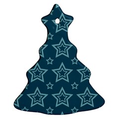 Star Blue White Line Space Christmas Tree Ornament (two Sides)