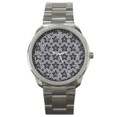 Star Grey Black Line Space Sport Metal Watch by Alisyart