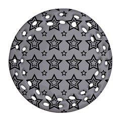 Star Grey Black Line Space Round Filigree Ornament (two Sides) by Alisyart