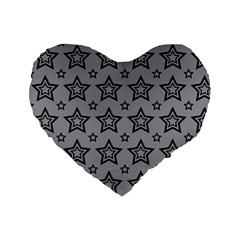 Star Grey Black Line Space Standard 16  Premium Flano Heart Shape Cushions by Alisyart