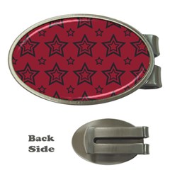 Star Red Black Line Space Money Clips (oval)  by Alisyart
