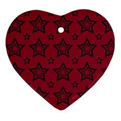 Star Red Black Line Space Heart Ornament (two Sides) by Alisyart