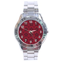 Star Red Black Line Space Stainless Steel Analogue Watch