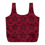 Star Red Black Line Space Full Print Recycle Bags (L)  Front