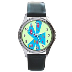 Starburst Shapes Large Circle Green Blue Red Orange Circle Round Metal Watch